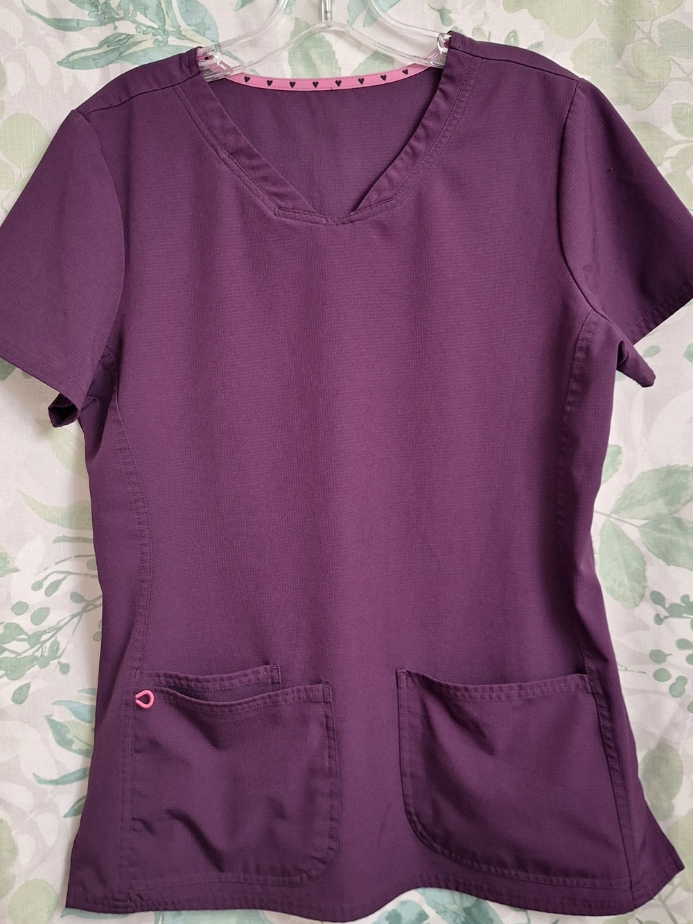 HeartSoul Women's V-Neck Scrub Top in Eggplant